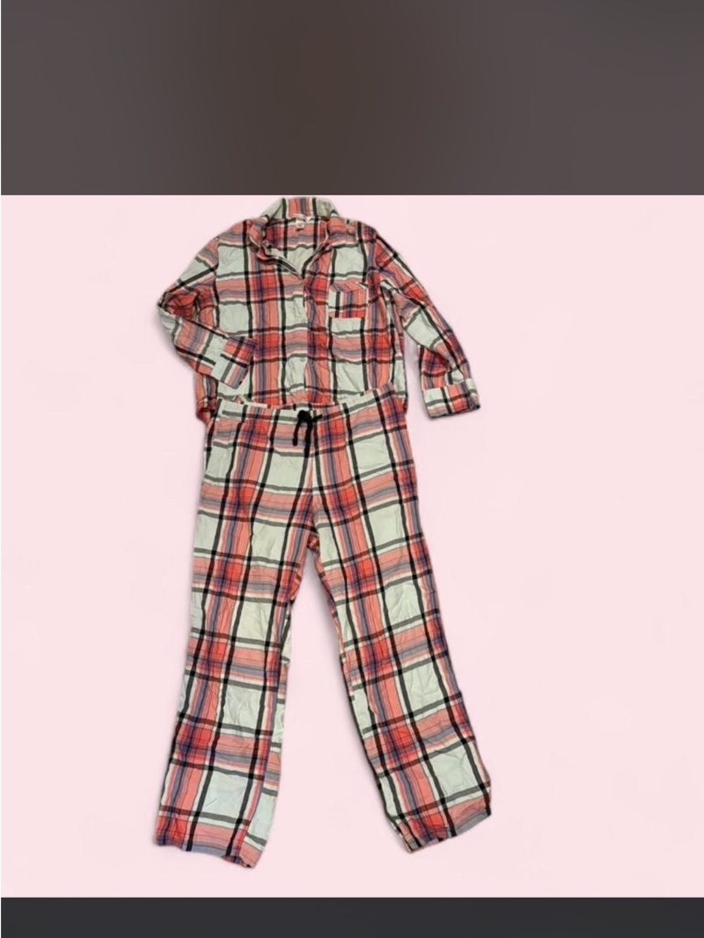Victoria’s Secret Plaid Flannel Long Sleeve Pajama Top and Bottom Matching Set
